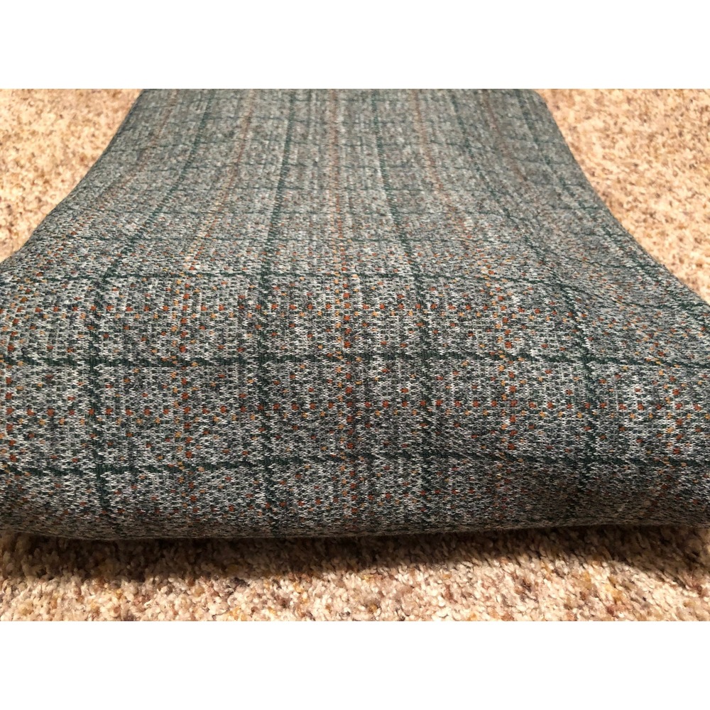 VTG Heavy Windowpane Plaid Fabric Green Grey Rust 60x136 3.75 Yds Cottagecor NEW